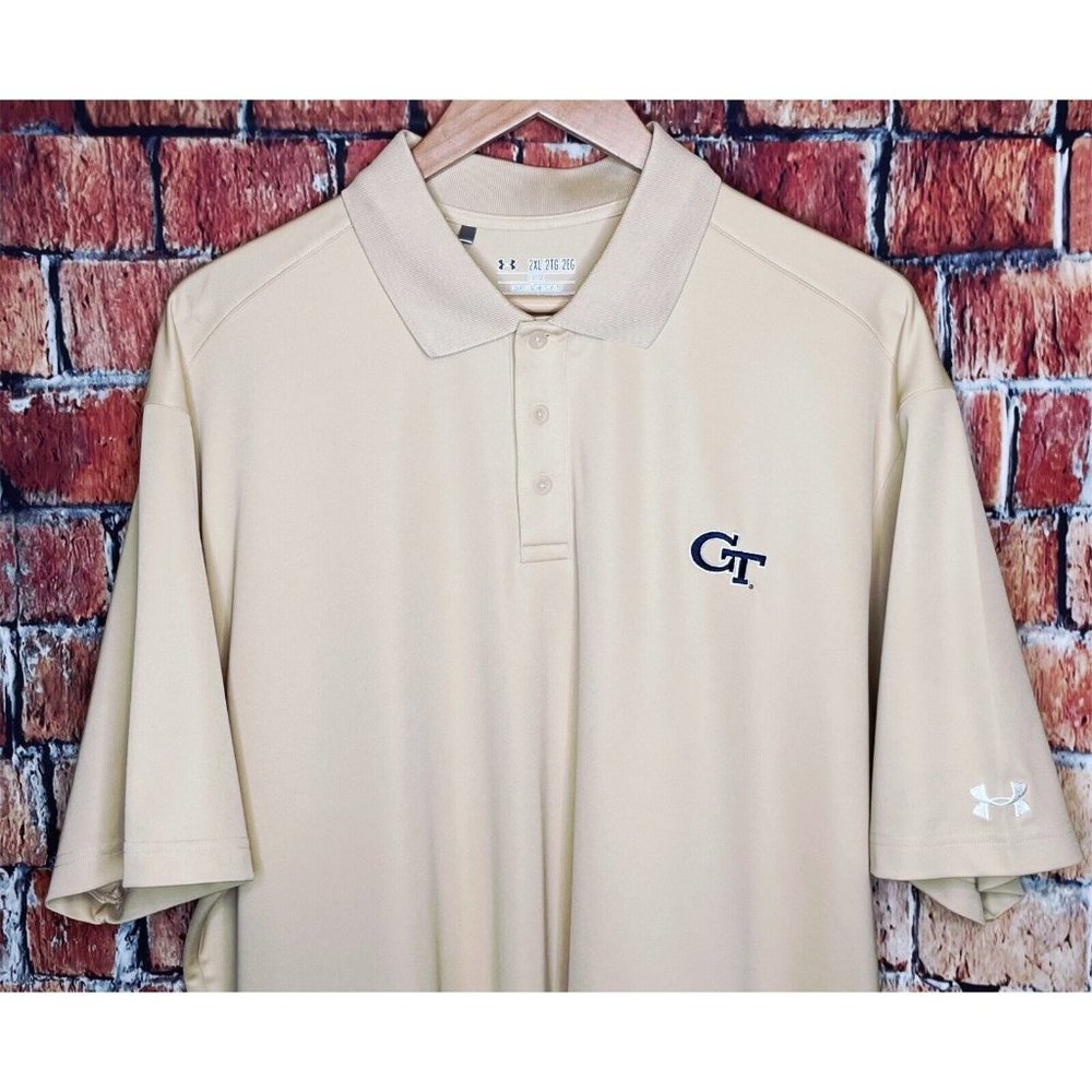 Georgia Tech Yellow Jackets 2XL Gold Polo Shirt Under Armour Loose Heat Gear